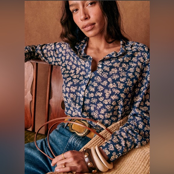 NWOT Sézane Pierro Shirt in Cara Print - Size 8 (FR Size 40) - Picture 4 of 7